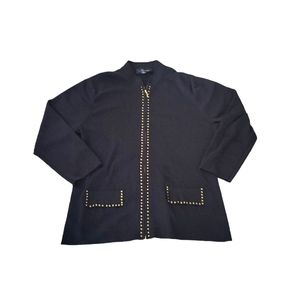 EUC like new Cable & Gauge women's beaded gold accent zipper closure cardigan XL